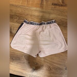 Under Armour light pink and purple logo band shorts​